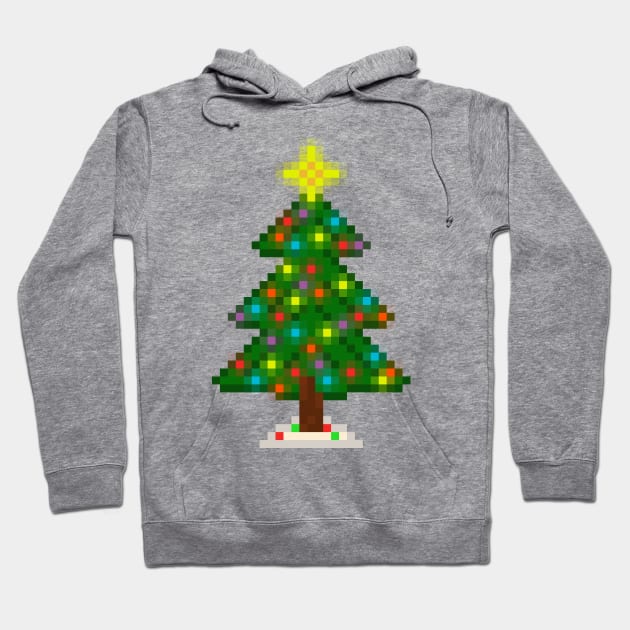 Pixel Christmas Tree with Glowing Lights (White) Hoodie by gkillerb